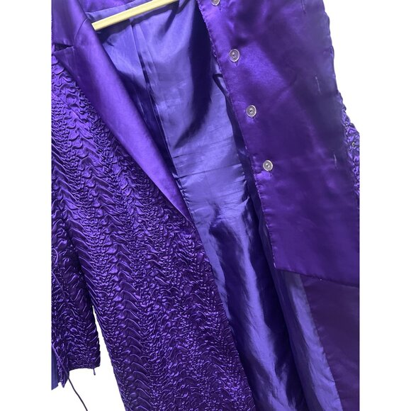 Donna Vinci Purple Textured Satin Trench Coat Dress Purple Rain - Picture 8 of 11